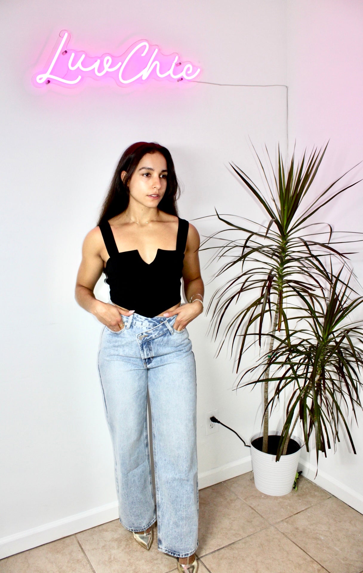 Crossover Straight Leg Jeans