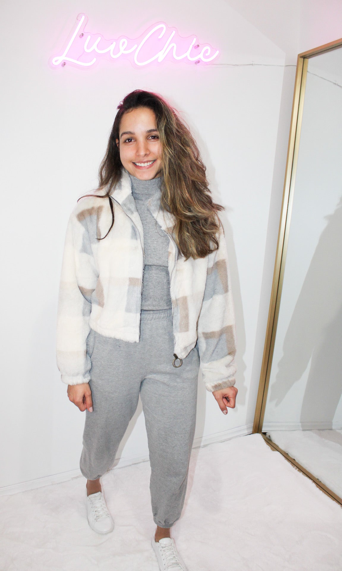 Fuzzy Zip Up Jacket