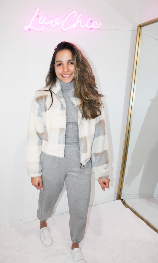 Fuzzy Zip Up Jacket