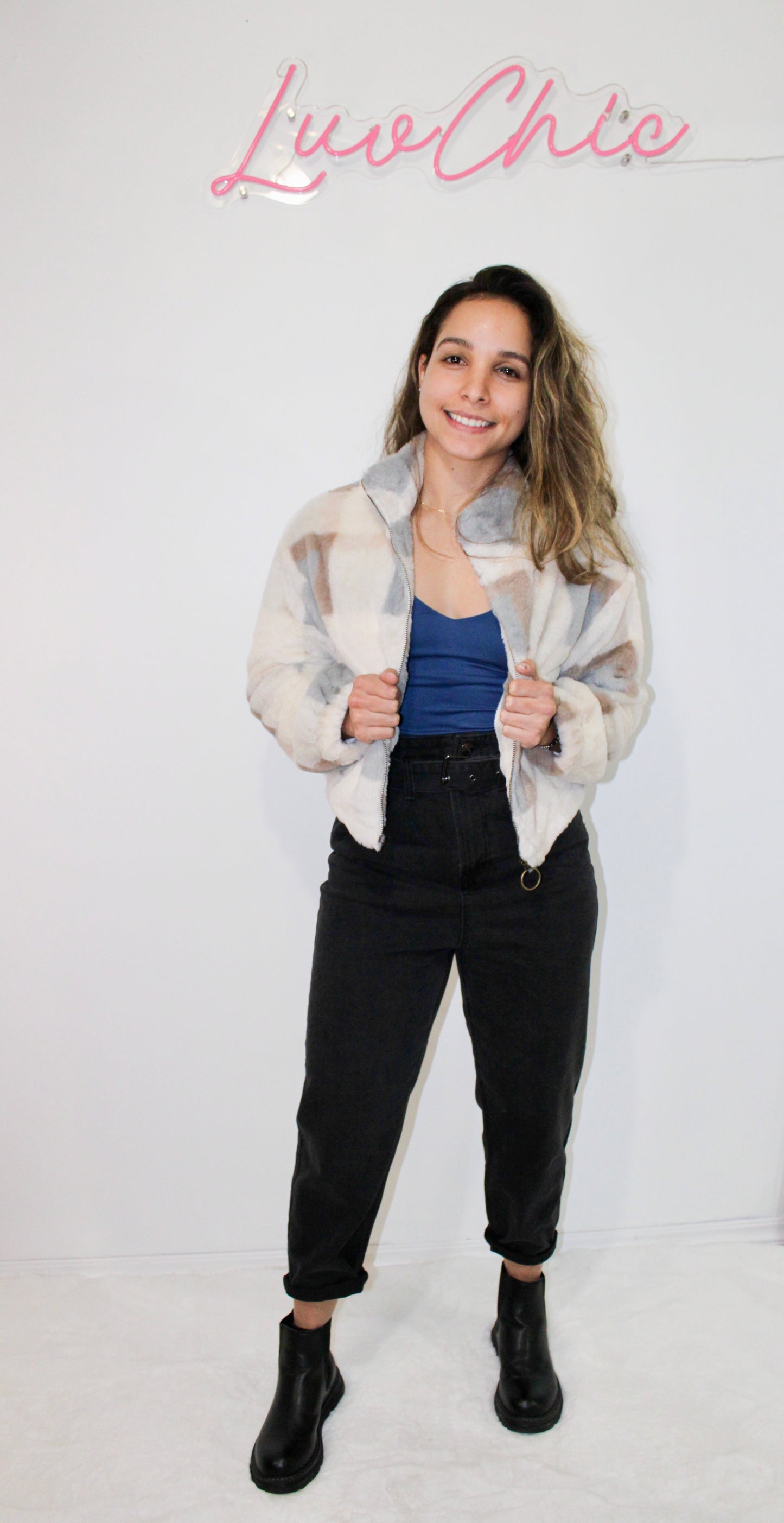 Fuzzy Zip Up Jacket
