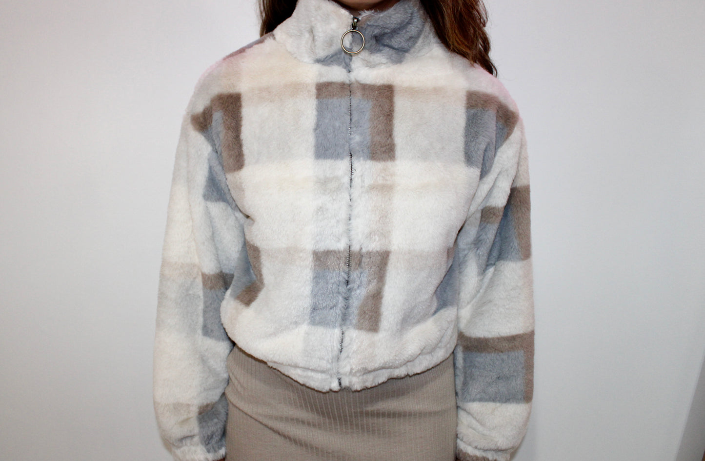 Fuzzy Zip Up Jacket