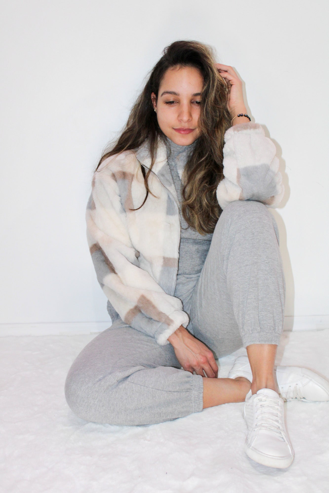 Fuzzy Zip Up Jacket